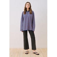 Manuka Çizgili Polo Yakalı Sweatshırt Mavi Ss26swt00002-22 Manuka Çizgili Polo Yakalı Sweatshırt Mavi Ss26swt00002-22
