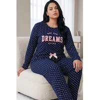 Siyah İnci Pamuklu Likralı Büyük Beden Battal Boy Örme Pijama Takım 26240888 Lacivert Siyah İnci Pamuklu Likralı Büyük Beden Battal Boy Örme Pijama Takım 26240888 Lacivert