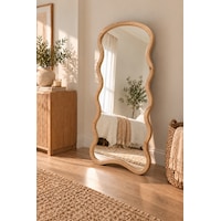 Mirroir Naturel Ahşap Çerçeve Dalgalı Ayaklı Boy Aynası 80x180 Mirroir Naturel Ahşap Çerçeve Dalgalı Ayaklı Boy Aynası 80x180
