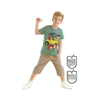 Denokids Safari Erkek Çocuk Yazlık T-shirt Gabardin Şort Takım Denokids Safari Erkek Çocuk Yazlık T-shirt Gabardin Şort Takım