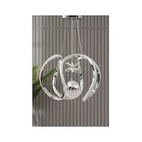 Wesnay Model Krom Gümüş 3 Renk Salon Mutfak Oturma Yatak Odası Modern Led Sarkıt Avize Gri