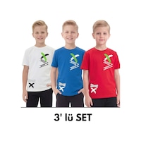 Fyk Kids 3'lü White Yazı Baskılı Yuvarlak Yaka Kısa Kollu Erkek Çocuk Yazlık Tişört Beyaz - Kırmızı Fyk Kids 3'lü White Yazı Baskılı Yuvarlak Yaka Kısa Kollu Erkek Çocuk Yazlık Tişört Beyaz - Kırmızı