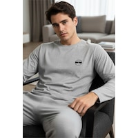 Siyah İnci Uzun Kollu Örme Erkek Pijama Takım 7795 Gri Melanj Siyah İnci Uzun Kollu Örme Erkek Pijama Takım 7795 Gri Melanj