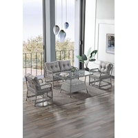 Breda Rattan Örgü Bahçe Balkon Takımı 2+1+1 Cam Masalı Gri Gri Breda Rattan Örgü Bahçe Balkon Takımı 2+1+1 Cam Masalı Gri Gri