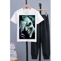 Uyguntarz Çocuk Joker Baskılı Alt - Üst Eşofman Takımı Beyaz Uyguntarz Çocuk Joker Baskılı Alt - Üst Eşofman Takımı Beyaz
