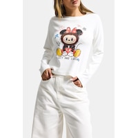 it's basic Kadın Kırık Beyaz W5 Baskı Desenli Sweatshirt it's basic Kadın Kırık Beyaz W5 Baskı Desenli Sweatshirt