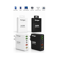 Fürtger German Frt-25w B 2 Li Set 260w 3 Type-c + 3 Usb-a Toplam 6 Çıkışlı Süper Hızlı Şarj Aleti Siyah + Beyaz Fürtger German Frt-25w B 2 Li Set 260w 3 Type-c + 3 Usb-a Toplam 6 Çıkışlı Süper Hızlı Şarj Aleti Siyah + Beyaz