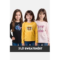 Fyk Kids Kız Çocuk Bisiklet Yaka 3'lü Basic Sweatshirt Çok Renkli Fyk Kids Kız Çocuk Bisiklet Yaka 3'lü Basic Sweatshirt Çok Renkli