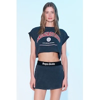 Sagaza Studio Ss6017 Lastkli Mini Etek Gri Sagaza Studio Ss6017 Lastkli Mini Etek Gri