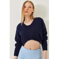 Shade Kadın Crop Triko Kazak 20246925 - Lacivert Shade Kadın Crop Triko Kazak 20246925 - Lacivert