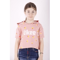 Toontoy Kids Toontoy Kız Çocuk Likee Baskılı Kapüşonlu Tişört Somon Toontoy Kids Toontoy Kız Çocuk Likee Baskılı Kapüşonlu Tişört Somon