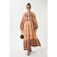 Ritnice Kadın Modest Rosa Bela New Pudra Viskon Maksi Boy Katlı Balon Kol Uzun Yazlık Elbise Ritnice Kadın Modest Rosa Bela New Pudra Viskon Maksi Boy Katlı Balon Kol Uzun Yazlık Elbise