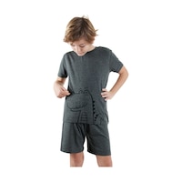 Denokids Dinozor Erkek Çocuk Gri Alt Üst Pijama Takım Renkli Çok Renkli Denokids Dinozor Erkek Çocuk Gri Alt Üst Pijama Takım Renkli Çok Renkli