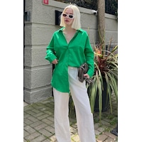 Madmext Yeşil Oversize Basic Cepli Poplin Gömlek Mg1530 Yeşil Madmext Yeşil Oversize Basic Cepli Poplin Gömlek Mg1530 Yeşil