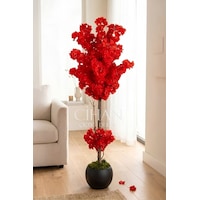 150 Cm Yapay Kırmızı Bahar Dalı Ağacı - Küre Saksılı Dekoratif Salon Bitkisi Beyaz 150 Cm Yapay Kırmızı Bahar Dalı Ağacı - Küre Saksılı Dekoratif Salon Bitkisi Beyaz
