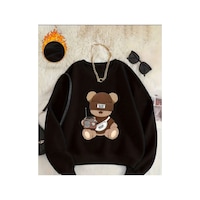 Herkesemoda The Best Bear Baskı Detaylı Bisiklet Yaka Sweatshirt Siyah Herkesemoda The Best Bear Baskı Detaylı Bisiklet Yaka Sweatshirt Siyah