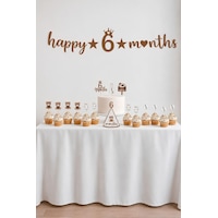 6 Ay Temalı Kahverengi Parti Seti Happy 6 Months Banner, Pasta Süsü, Kürdan Süs Ve Parti Şapkası Seti 6 Ay Temalı Kahverengi Parti Seti Happy 6 Months Banner, Pasta Süsü, Kürdan Süs Ve Parti Şapkası Seti
