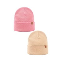 Sayzen Your Shine Unisex Basic Katlamalı 2'li Bere Set Pembe-krem Sayzen Your Shine Unisex Basic Katlamalı 2'li Bere Set Pembe-krem