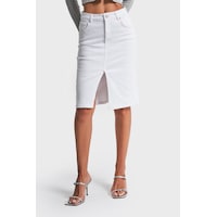 it's basic Kadın Beyaz Renk Erica Midi Boy Yüksek Bel Yırtmaçlı Jean Etek it's basic Kadın Beyaz Renk Erica Midi Boy Yüksek Bel Yırtmaçlı Jean Etek
