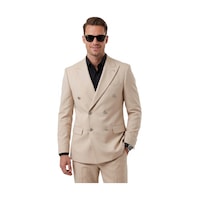 Deep Sea Deepsea Erkek Bej Slim Fit Kruvaze Takım Elbise Likralı Çizgili Dokulu Metal Düğmeli 2600820 Deep Sea Deepsea Erkek Bej Slim Fit Kruvaze Takım Elbise Likralı Çizgili Dokulu Metal Düğmeli 2600820