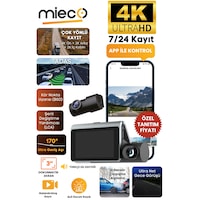Mieco X18 Wifi /4k Uhd/ 170 Ultra Geniş Açı/ Adas/ G-sensör / 3 Kameralı Araç Kamerası Mieco X18 Wifi /4k Uhd/ 170 Ultra Geniş Açı/ Adas/ G-sensör / 3 Kameralı Araç Kamerası