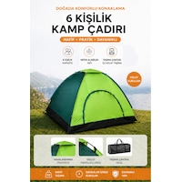 6 Kişilik Renkli Dayanıklı Kamp Çadırı 220x250x150 Yeşil 6 Kişilik Renkli Dayanıklı Kamp Çadırı 220x250x150 Yeşil