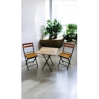 Balkon Bahçe Mutfak 3'lü Bistro Set Katlanır Masa Sandalye 60x60 Sarı Balkon Bahçe Mutfak 3'lü Bistro Set Katlanır Masa Sandalye 60x60 Sarı