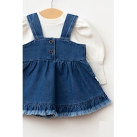 Cantoy Kız Bebek Püsküllü Kot Jile Elbise Balon Bluz Lüks Jean Takım Koyu Mavi Cantoy Kız Bebek Püsküllü Kot Jile Elbise Balon Bluz Lüks Jean Takım Koyu Mavi