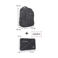 Case Club 2114 Büyük Laptop Sırt Çantası 17 İnç Kılıf Hediyeli Günlük Okul Sırt Çantası Siyah