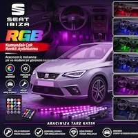 Seat Ibiza Ayak Altı Led Kumandalı Araç Içi Aydınlatma 4 Lü Sese Duyarlı Renk Değiştirme Özellikli