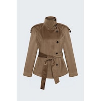 Sateen Kadife Kısa Ceket - Camel-138108 Sateen Kadife Kısa Ceket - Camel-138108