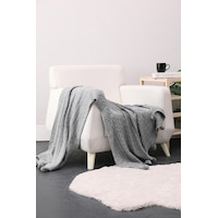 Biocotton Triko Ponponlu Örgü Tv Battaniyesi - Gri Biocotton Triko Ponponlu Örgü Tv Battaniyesi - Gri