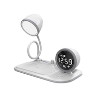 S-link Sl-cw21 Telefon Uyumlu Fast Şarj 15w Ayarlanabilir Led Işıklı Lcd Ekran Double Alarmli Beyaz Masa Lambası