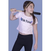 Toontoy Kids Toontoy Kız Çocuk Ön Arka Tiktok Baskılı Tişört Pudra Toontoy Kids Toontoy Kız Çocuk Ön Arka Tiktok Baskılı Tişört Pudra
