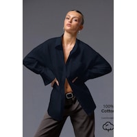 Tarz Cool Kadın Oversize Gömlek Uzun Kollu Basic Salaş Kesim Poplin Trend Şık Günlük Gömlek Lacivert Tarz Cool Kadın Oversize Gömlek Uzun Kollu Basic Salaş Kesim Poplin Trend Şık Günlük Gömlek Lacivert