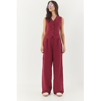 Shade Kadın Yüksek Bel Pantolonlu Yelekli Alt-üst Takım 9257 60281047 - Bordo Shade Kadın Yüksek Bel Pantolonlu Yelekli Alt-üst Takım 9257 60281047 - Bordo