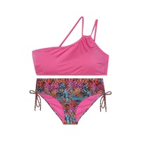 Tek Omuz Formda İpli Detaylı Desenli Bikini Takım Pembe Tek Omuz Formda İpli Detaylı Desenli Bikini Takım Pembe