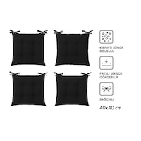 Rual 4 Lü Sandalye Minderi Bağcıklı, Çökme Yapmaz Sünger Dolgulu, Yıkanabilir 40x40 Cm Siyah Rual 4 Lü Sandalye Minderi Bağcıklı, Çökme Yapmaz Sünger Dolgulu, Yıkanabilir 40x40 Cm Siyah