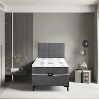 Azra Yatak Luna Tek Kişilik Yatak Baza Başlık 3'lü Set 100 X 200 Cm Gri Azra Yatak Luna Tek Kişilik Yatak Baza Başlık 3'lü Set 100 X 200 Cm Gri