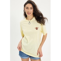 Tudors Kadın Oversize Geniş Kesim %100 Pamuk Bisiklet Yaka Kısa Kollu Baskılı Sarı Tişört-50345 Tudors Kadın Oversize Geniş Kesim %100 Pamuk Bisiklet Yaka Kısa Kollu Baskılı Sarı Tişört-50345