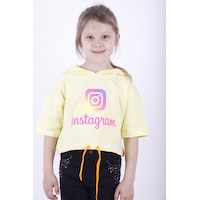 Toontoy Kids Toontoy Kız Çocuk Instagram Baskılı Kapüşonlu Tişört Sarı Toontoy Kids Toontoy Kız Çocuk Instagram Baskılı Kapüşonlu Tişört Sarı