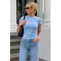 Mavi Basic Slim Fit Kadın Tişört Mg2818 Mavi Basic Slim Fit Kadın Tişört Mg2818