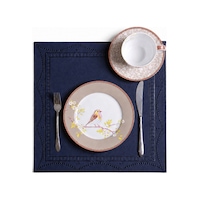 Nakışlı Deri Amerikan Servis 2'li Set Çift Taraflı Kare Supla 40x40 Cm Olise Lacivert Nakışlı Deri Amerikan Servis 2'li Set Çift Taraflı Kare Supla 40x40 Cm Olise Lacivert
