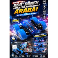 360 Dönebilen Akrobat Uzaktan Kumandalı Araba Şarjlı Çift Taraflı Stunt Car Led Işıklı Oyuncak Araba Mavi 360 Dönebilen Akrobat Uzaktan Kumandalı Araba Şarjlı Çift Taraflı Stunt Car Led Işıklı Oyuncak Araba Mavi