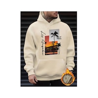 Medinenur Los Angeles Baskılı Kapüşonlu Sweatshirt Bej Medinenur Los Angeles Baskılı Kapüşonlu Sweatshirt Bej