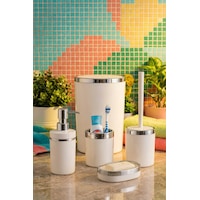 Makri Home 5 Parça Akrilik Banyo Seti, Şık Ve Kaliteli Akrilik, Gümüş Renk Detaylı, Beyaz Beyaz Makri Home 5 Parça Akrilik Banyo Seti, Şık Ve Kaliteli Akrilik, Gümüş Renk Detaylı, Beyaz Beyaz