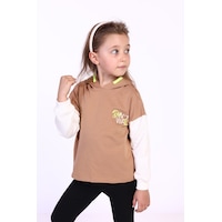 Toontoy Kız Çocuk Kapüşonlu Blok Renkli Sweatshirt Kahverengi Toontoy Kız Çocuk Kapüşonlu Blok Renkli Sweatshirt Kahverengi