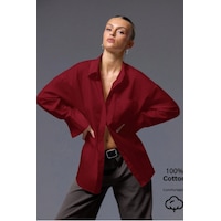 Tarz Cool Kadın Oversize Gömlek Uzun Kollu Basic Salaş Kesim Poplin Trend Şık Günlük Gömlek Bordo Tarz Cool Kadın Oversize Gömlek Uzun Kollu Basic Salaş Kesim Poplin Trend Şık Günlük Gömlek Bordo