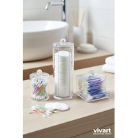 Vivart 3 Lü Kapaklı Pamukluk Ve Disklik Seti Çok Amaçlı Makyaj Organizeri Şeffaf