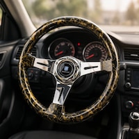 Momo Tip Direksiyon Gold Carbon Fiber Dizayn 35cm İthal Krom Detay 3 Kol Çizgili Karma Momo Tip Direksiyon Gold Carbon Fiber Dizayn 35cm İthal Krom Detay 3 Kol Çizgili Karma